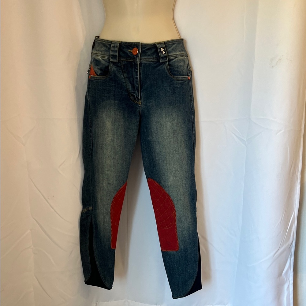 Trendy Denim and Red Patch Women's Jeans
